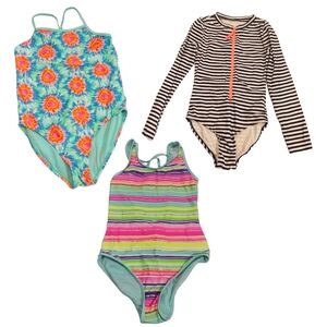 CLEARANCE 3 Girls Swimsuit Bundle 1 Long Sleeve 2 Strappy Size 14/16 Medium